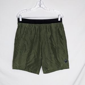 Prana Vaha Shorts Mens Medium Green Heather Hemp Blend Stretch Drawstring